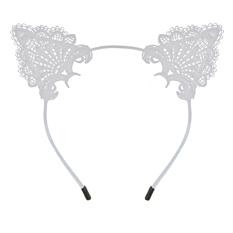 Adorable Kawaii Lacy Cat Ear Headband - White