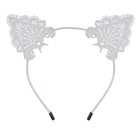 Adorable Kawaii Lacy Cat Ear Headband - White
