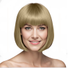 Bob-Cut Straight Fringe Cosplay Wig With Cap - Ash Blonde
