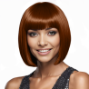 Bob-Cut Straight Fringe Cosplay Wig With Cap - Auburn