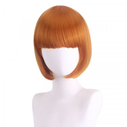 Bob-Cut Straight Fringe Cosplay Wig With Cap - Auburn Blonde