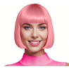 Bob-Cut Straight Fringe Cosplay Wig With Cap - Baby Pink