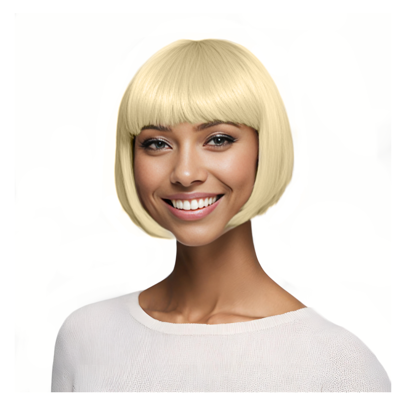 Bob-Cut Straight Fringe Cosplay Wig With Cap - Beach Blonde Bob-Cut Straight Fringe Cosplay Wig With Cap - Beach Blonde