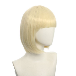 Bob-Cut Straight Fringe Cosplay Wig With Cap - Beach Blonde