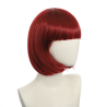Bob-Cut Straight Fringe Cosplay Wig With Cap - Dark Red