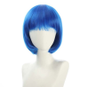Bob-Cut Straight Fringe Cosplay Wig With Cap - Diamond Blue
