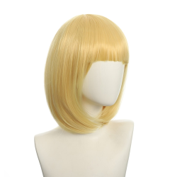 Bob-Cut Straight Fringe Cosplay Wig With Cap - Golden Blonde