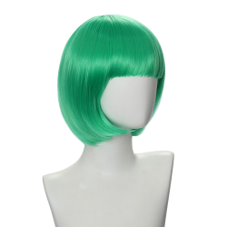 Bob-Cut Straight Fringe Cosplay Wig With Cap - Green