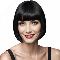 Bob-Cut Straight Fringe Cosplay Wig With Cap - Jet Black
