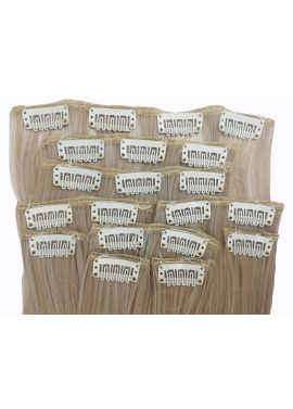 10 Piece Wavy Long 55-60cm Full Head Clip-on Hair Extensions XXL - 16M60 Ash Beige Light Blonde Mix