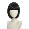 Bob-Cut Straight Fringe Cosplay Wig With Cap - Jet Black