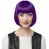 Bob-Cut Straight Fringe Cosplay Wig With Cap - Light Purple