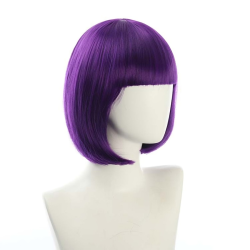 Bob-Cut Straight Fringe Cosplay Wig With Cap - Light Purple