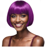 Bob-Cut Straight Fringe Cosplay Wig With Cap - Magenta