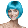 Bob-Cut Straight Fringe Cosplay Wig With Cap - Sky Blue