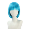 Bob-Cut Straight Fringe Cosplay Wig With Cap - Sky Blue