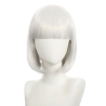 Bob-Cut Straight Fringe Cosplay Wig With Cap - White
