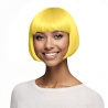 Bob-Cut Straight Fringe Cosplay Wig With Cap - Yellow