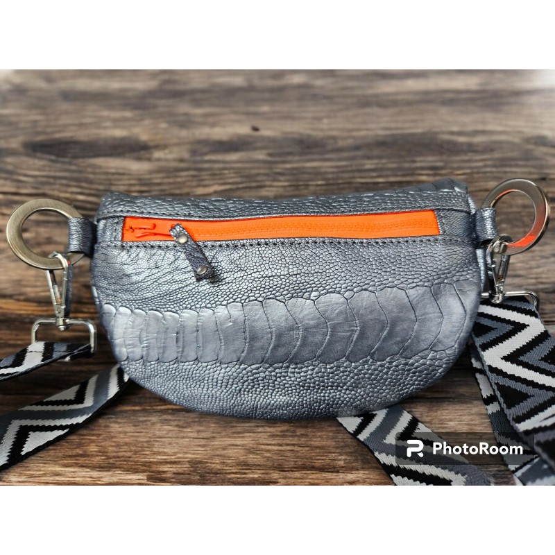 Genuine Ostrich Leather Moonbag - Handmade in Cape Town Genuine Ostrich Leather Moonbag - Handmade in Cape Town