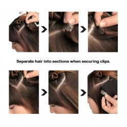 100% Brazilian Remy Wavy Human Hair 7pc XXL 35cm Clip Hair Extensions - 2 Medium Brown