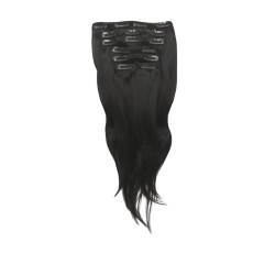 100% Brazilian Remy Human Hair Straight 7pc XXL 35cm Clip Hair Extensions - 1B Natural Black