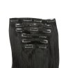 100% Brazilian Remy Human Hair Straight 7pc XXL 35cm Clip Hair Extensions - 1B Natural Black