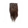 100% Brazilian Remy Human Hair Straight 7pc XXL 35cm Clip Hair Extensions - 4 Chocolate Brown