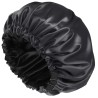 Silk-Lined Shower Cap – Reusable, Adjustable, Washable & Waterproof | Large Size | Black