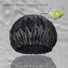 Silk-Lined Shower Cap – Reusable, Adjustable, Washable & Waterproof | Large Size | Black