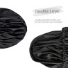 Silk-Lined Shower Cap – Reusable, Adjustable, Washable & Waterproof | Large Size | Black