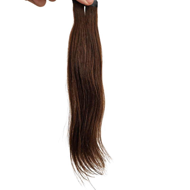 25cm Colour 4.3 Chocolate Brown Human Hair Tape In Extensions - Salon Quality -10pc Indian Remy