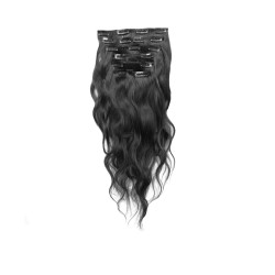 Wavy color 1 35cm (14") XXL 7pc clip in - 100% Brazilian remy human hair