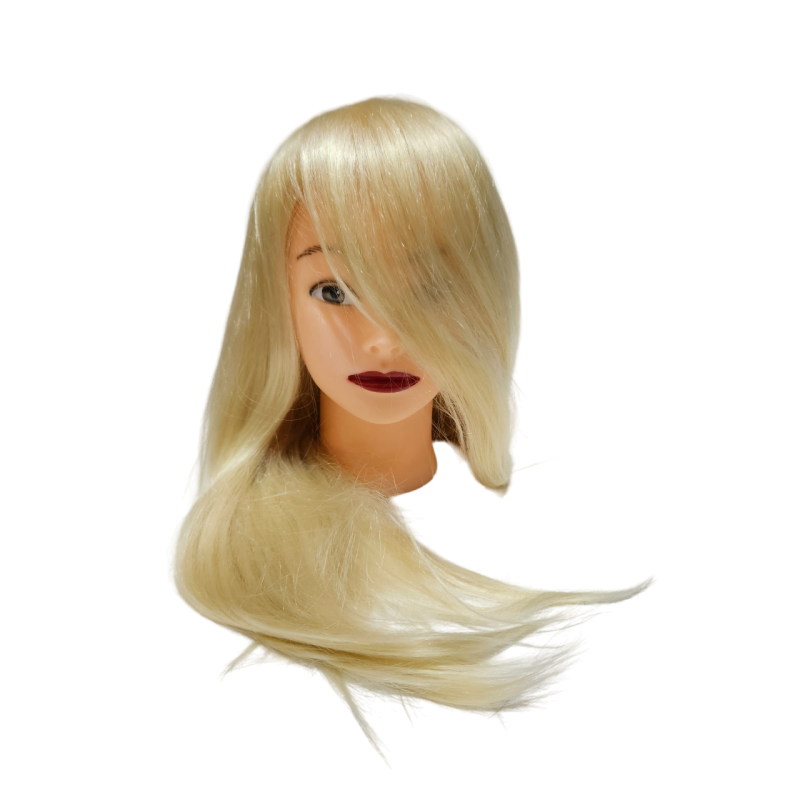 50% Human hair-synthetic blend practice mannequin head -color: white blonde 50% Human hair-synthetic blend practice mannequin head -color: white blonde