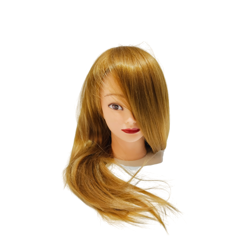 50% Human hair-synthetic blend practice mannequin head -color: Golden/strawberry blonde 50% Human hair-synthetic blend practice mannequin head -color: Golden/strawberry blonde