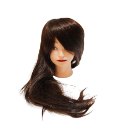 50% Human hair-synthetic blend practice mannequin head -color: Dark brown