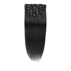 Straight Color 1B 45cm (18") XXL 7pc clip in - Brazilian remy human hair
