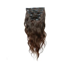 Wavy color 4 40cm (16") XXL 7pc clip in - 100% Brazilian remy human hair