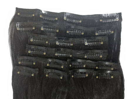 10 Piece Straight Long 55-60cm Full Head Clip-on Hair Extensions XXL - 1 Jet Black Straight