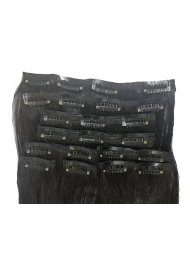 10 Piece Straight Long 55-60cm Full Head Clip-on Hair Extensions XXL - 1 Jet Black Straight