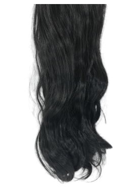 Long 3 Piece 60cm Full Head Clip-on Hair Extensions XXL Wavy - Jet Black (1)