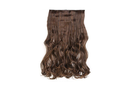 Long 3 Piece 60cm Full Head Clip-on Hair Extensions XXL Wavy - Chestnut Dark Brown Mix 2m30