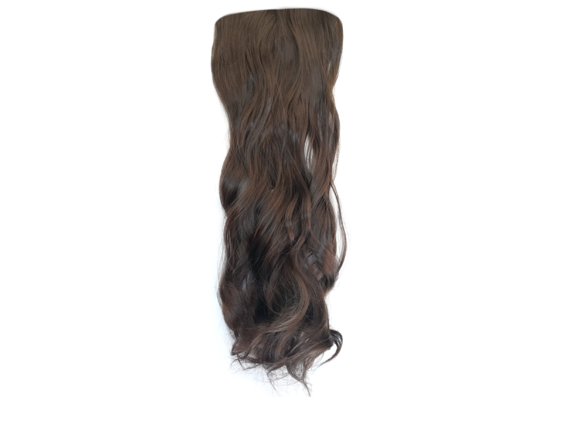 Long 3 Piece 60cm Full Head Clip-on Hair Extensions XXL Wavy - 6K Chesnut brown