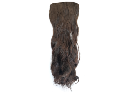 Long 3 Piece 60cm Full Head Clip-on Hair Extensions XXL Wavy - 6K Chesnut brown
