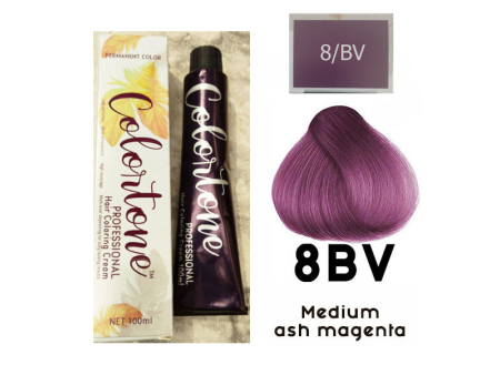 8BV Medium ash magenta - 6 TUBES pack (same color, no developer) Colortone professional 100ML
