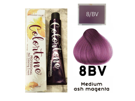 8BV Medium ash magenta - 6 TUBES pack (same color, no developer) Colortone professional 100ML