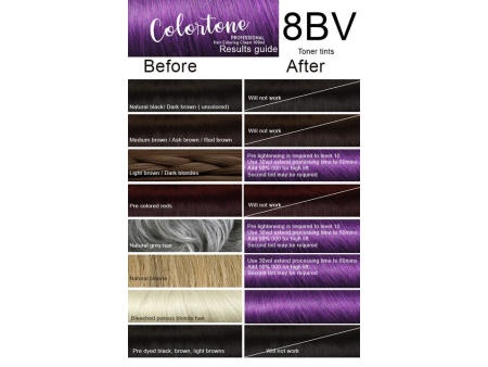 8BV Medium ash magenta - 6 TUBES pack (same color, no developer) Colortone professional 100ML