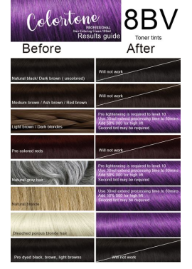 8BV Medium ash magenta - 6 TUBES pack (same color, no developer) Colortone professional 100ML