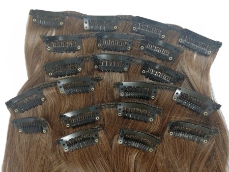 10 Piece Straight Long 55-60cm Full Head Clip-on Hair Extensions XXL - 4-30 Chestnut Brown Mix Straight