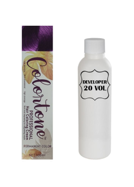 10PP Light Violet slate (toner tint) Colortone professional 100ml +100ml 20 vol developer