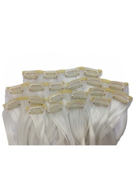 10 Piece Straight Long 55-60cm Full Head Clip-on Hair Extensions XXL - 60 White Blonde Straight
